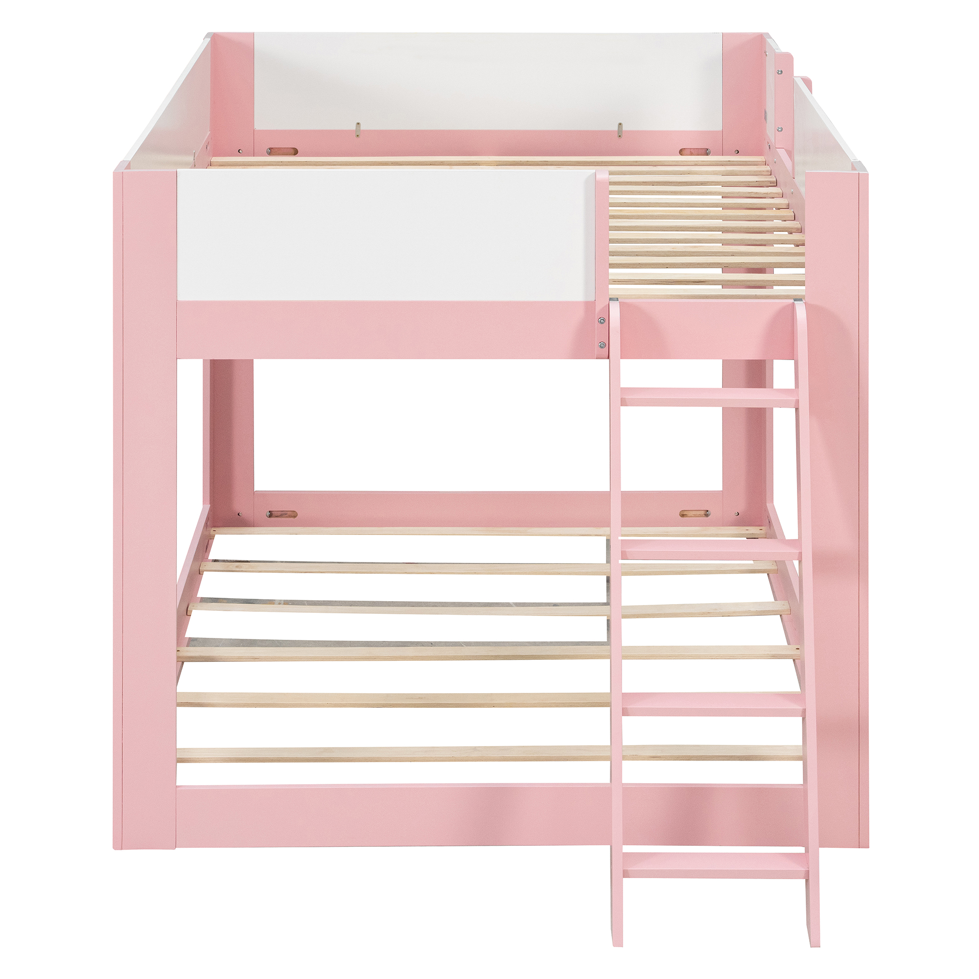 Full Size Low Convertible Bunk Bed With Reversible Ladder And Safety Guardrails
