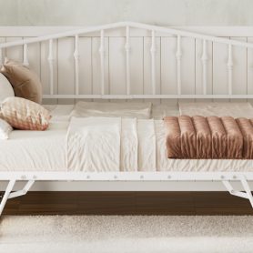 Twin Size Stylish Metal Daybed with Twin Size Adjustable Trundle