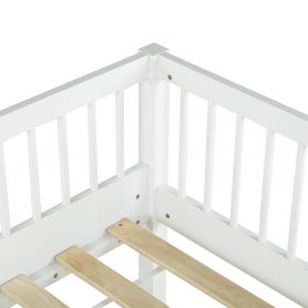 Twin Over Twin Pine Wood Bunk Bed With 2 Drawers, Convertible into 2 Twin Beds