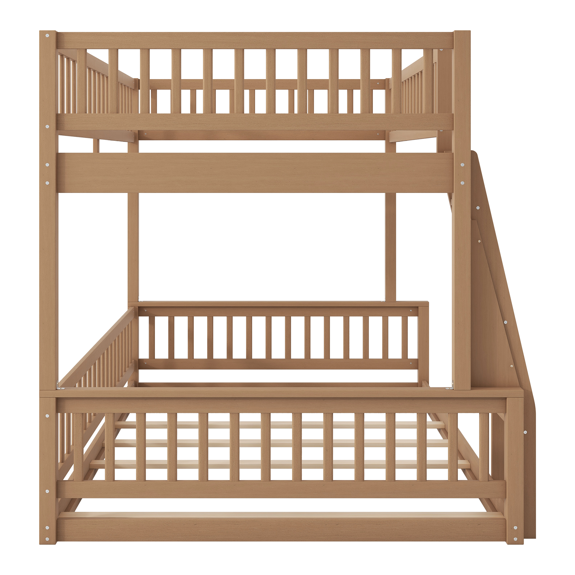 Full XL over Queen Bunk Bed with Ladder and Guardrail