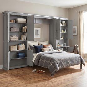 Queen-size Murphy Bed with Dual Sliding Storage Cabinets
