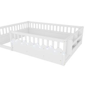 Full Montessori Floor Bed Frame with High Rails