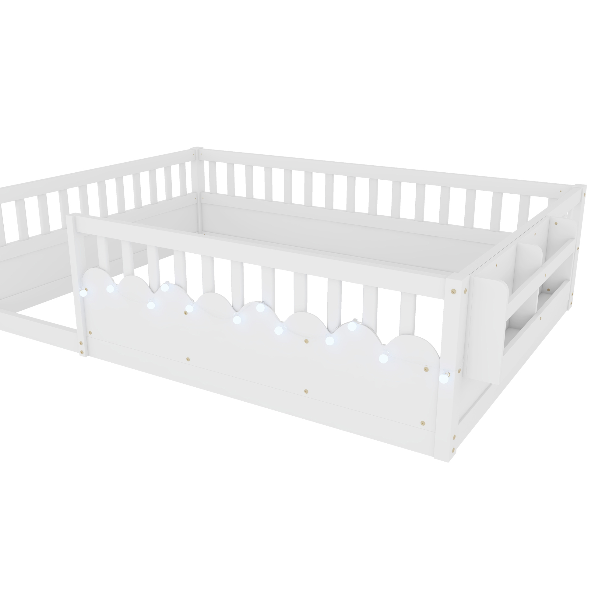 Full Montessori Floor Bed Frame with High Rails
