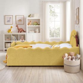 Full Size Cute Dinosaur-Shaped Bed with Safety Guardraild