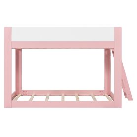 Full Size Low Convertible Bunk Bed With Reversible Ladder And Safety Guardrails