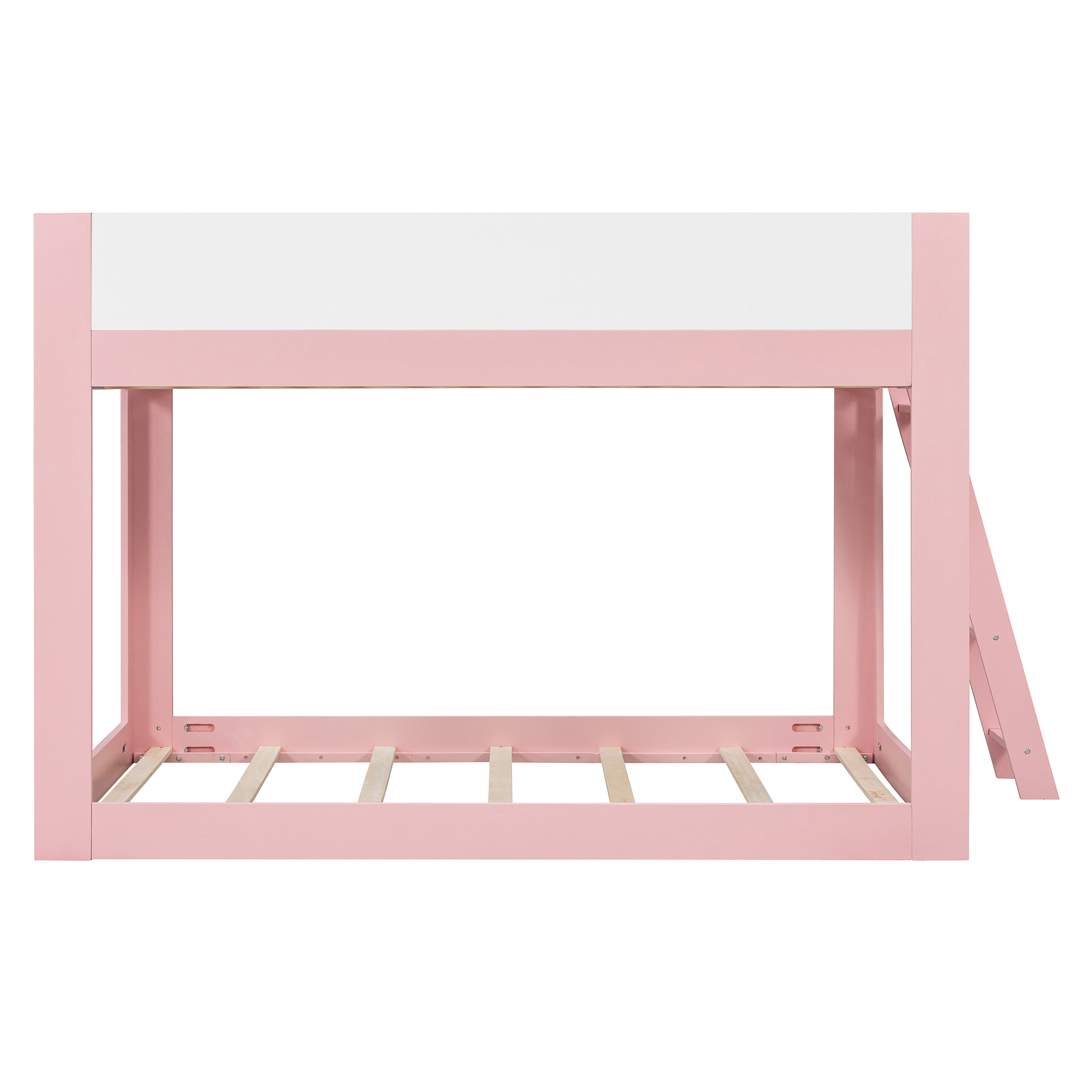 Full Size Low Convertible Bunk Bed With Reversible Ladder And Safety Guardrails