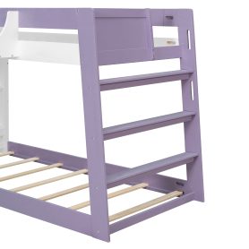 Twin Over Twin XL Bunk Bed with Storage Shelves & Guardrail Storage Basket