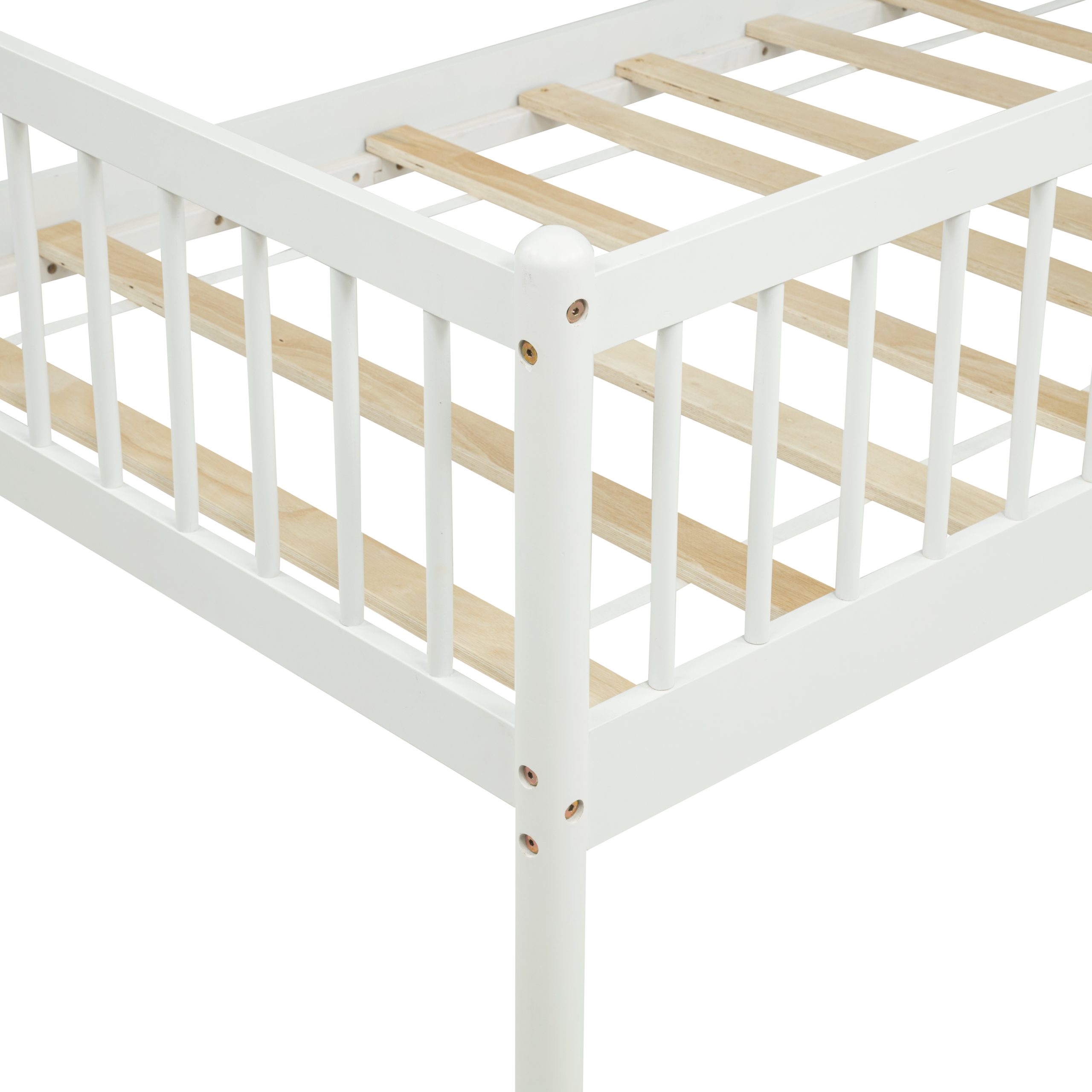 Twin Pine Wood Daybed With 3-Side Guardrails & 10 Support Slats