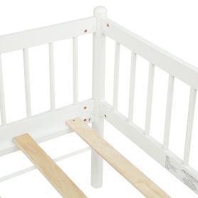 Twin Pine Wood Daybed With 3-Side Guardrails & 10 Support Slats