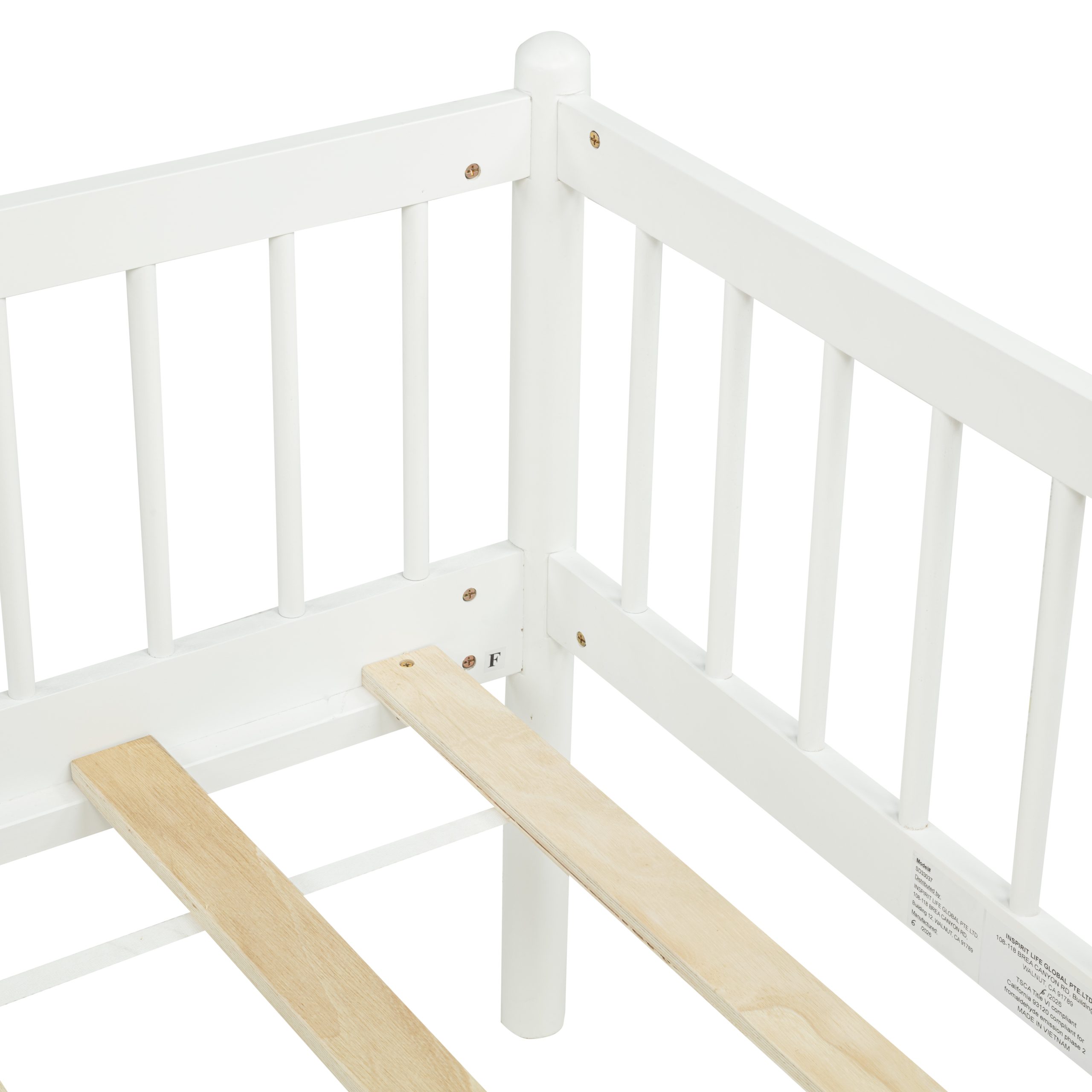 Twin Pine Wood Daybed With 3-Side Guardrails & 10 Support Slats