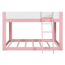 Queen Size Low Convertible Bunk Bed With Reversible Ladder And Safety Guardrails