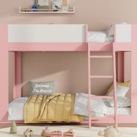 Full Size Low Convertible Bunk Bed With Reversible Ladder And Safety Guardrails