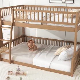 Full XL over Queen Bunk Bed with Ladder and Guardrail