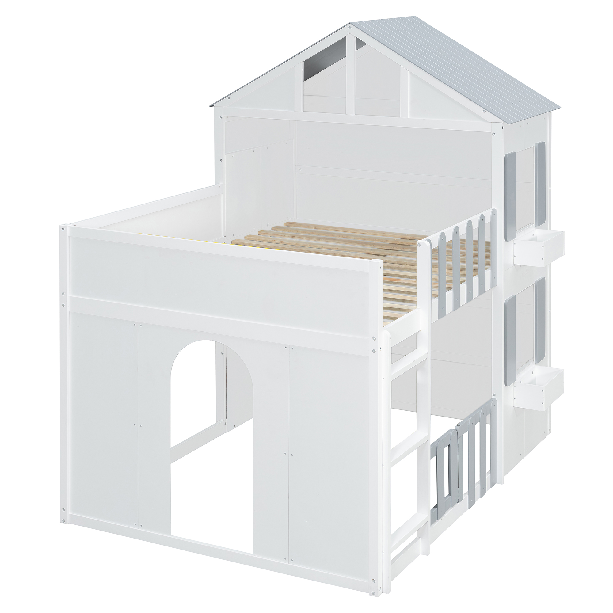 Modern Playful Design Full Over Full House Bunk Bed