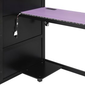 Twin Size Solid Wood Loft Bed with Desk, Storage Cabinet and Wardrobe