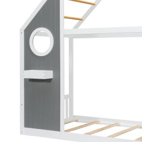 Wooden Playhouse Design Platform Bed with Front Panel and Slide