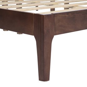 King Size Solid Wooden Bed with Rattan Headboard