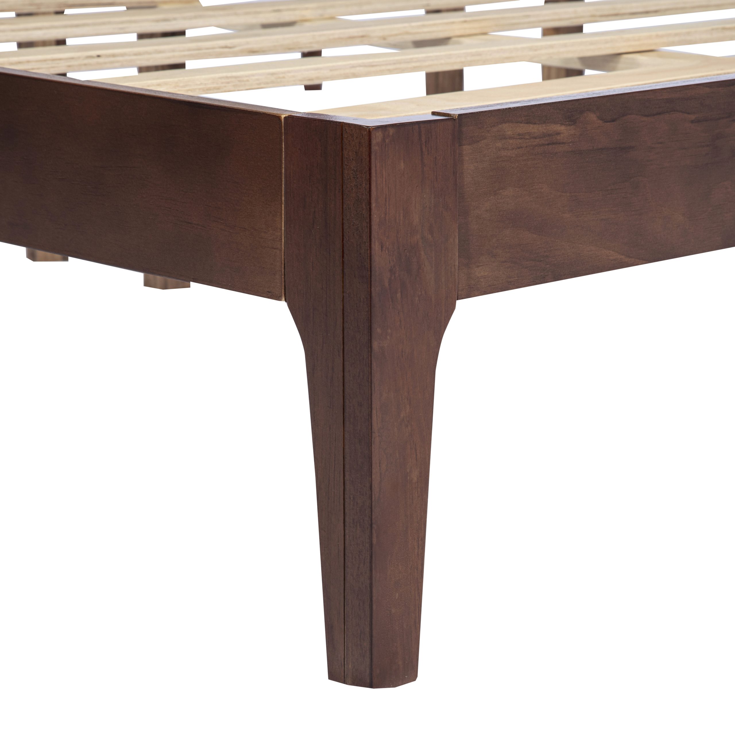 King Size Solid Wooden Bed with Rattan Headboard