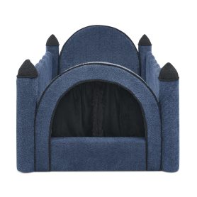 Twin Size Castle Bed with Safety Guardrail and Curtain