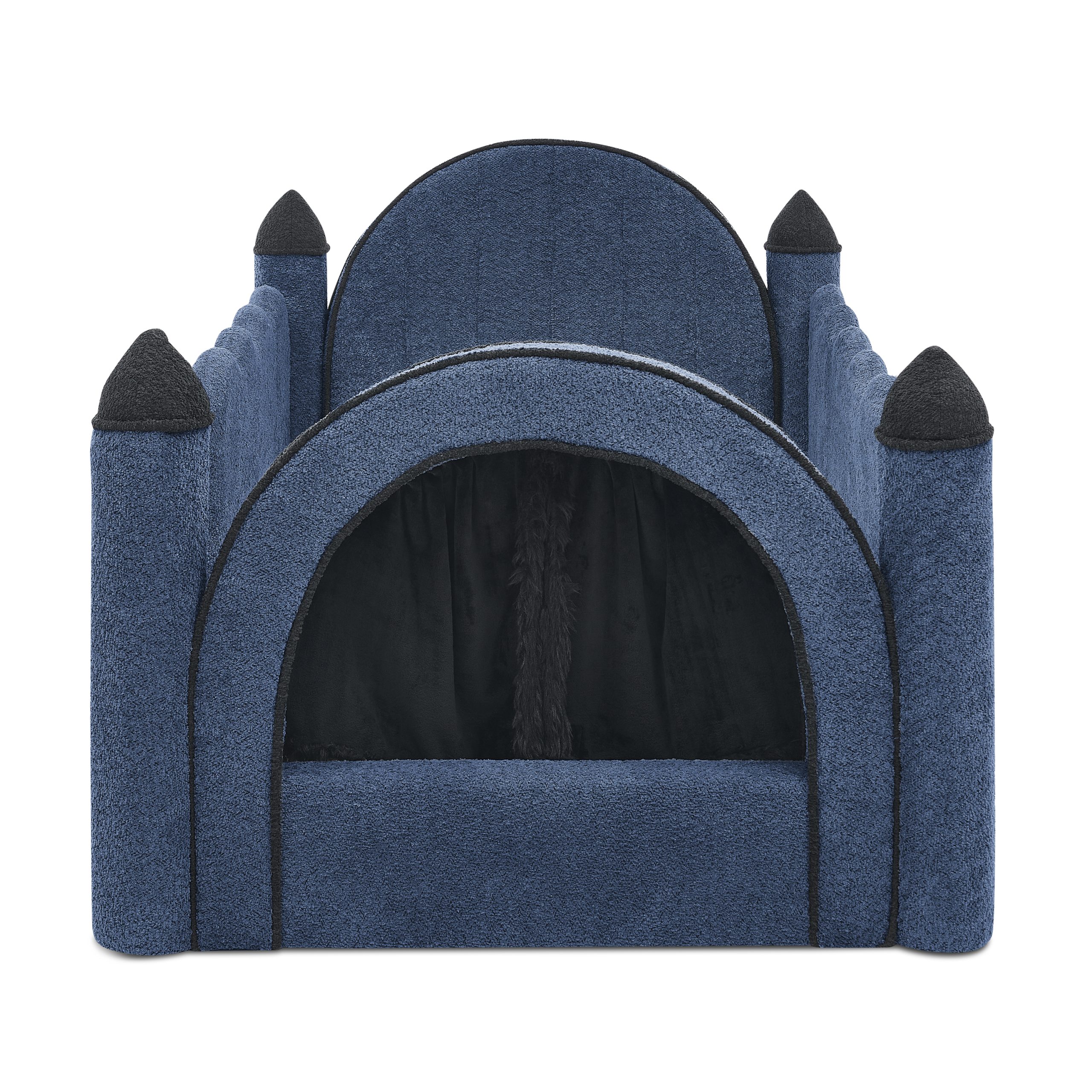 Twin Size Castle Bed with Safety Guardrail and Curtain