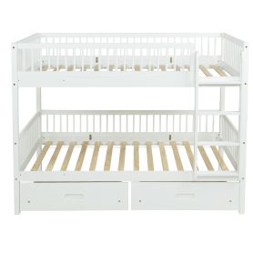 Twin Over Twin Pine Wood Bunk Bed With 2 Drawers, Convertible into 2 Twin Beds