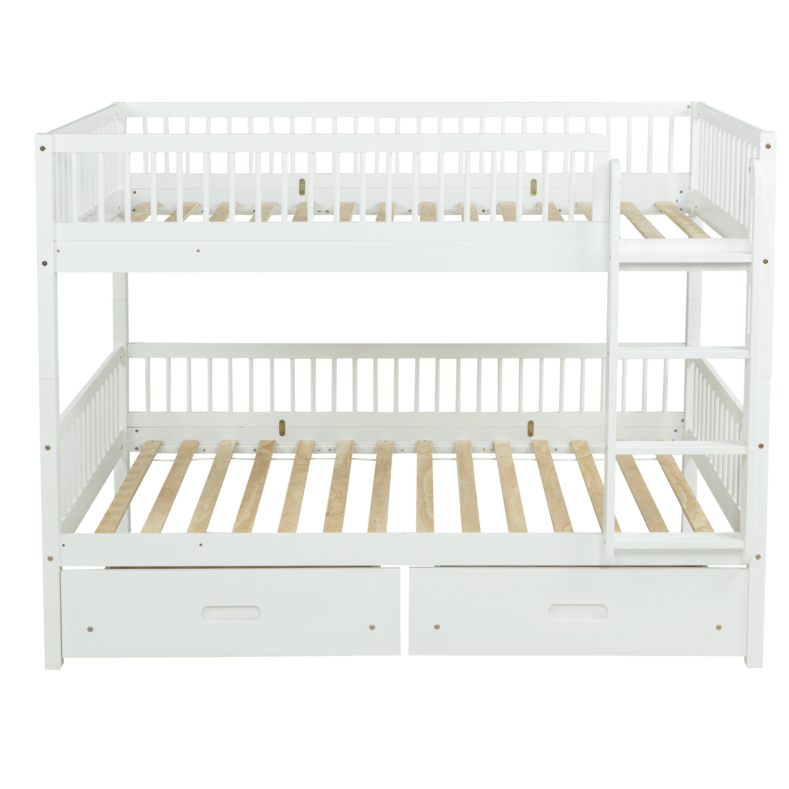 Twin Over Twin Pine Wood Bunk Bed With 2 Drawers, Convertible into 2 Twin Beds