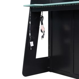 L-Shaped Wooden Twin Size Gaming Bed Frame with RGB LED Lights, USB Ports, TV Stand & Storage Shelves