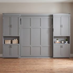 Queen-size Murphy Bed with Dual Sliding Storage Cabinets
