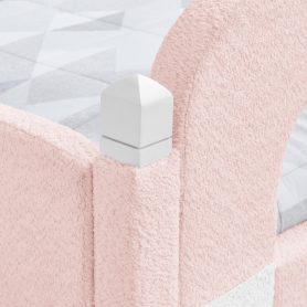 Boucle Fabric Twin Size Cloud Bed with Safety Guardrail