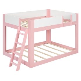 Full Size Low Convertible Bunk Bed With Reversible Ladder And Safety Guardrails