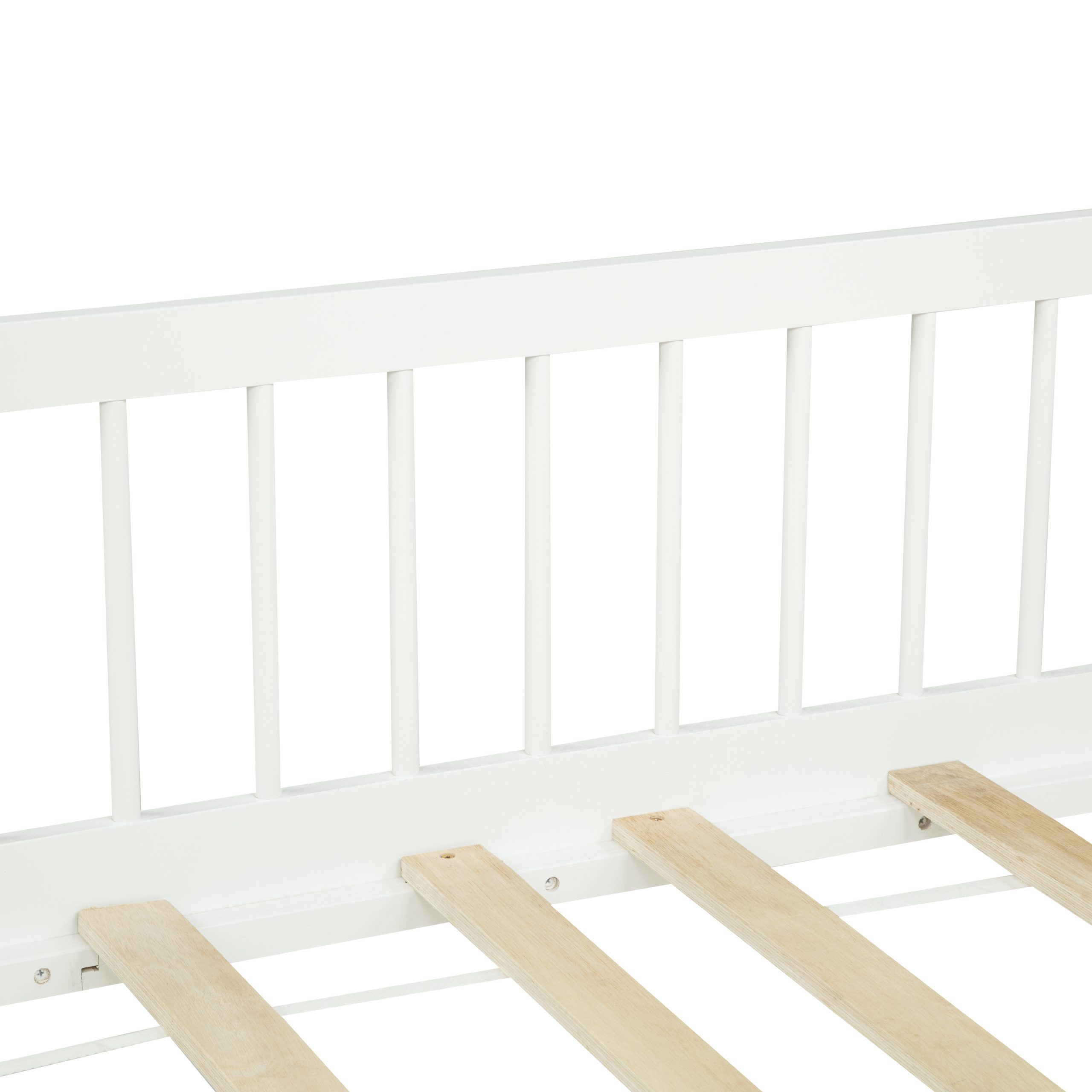 Twin Pine Wood Daybed , Sofa Bed With 3-side Guardrails & 10 Support Slats,white
