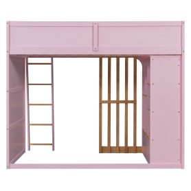 Full Size Wooden High Sleeper Loft Bed with Ladder and Storage Shelves