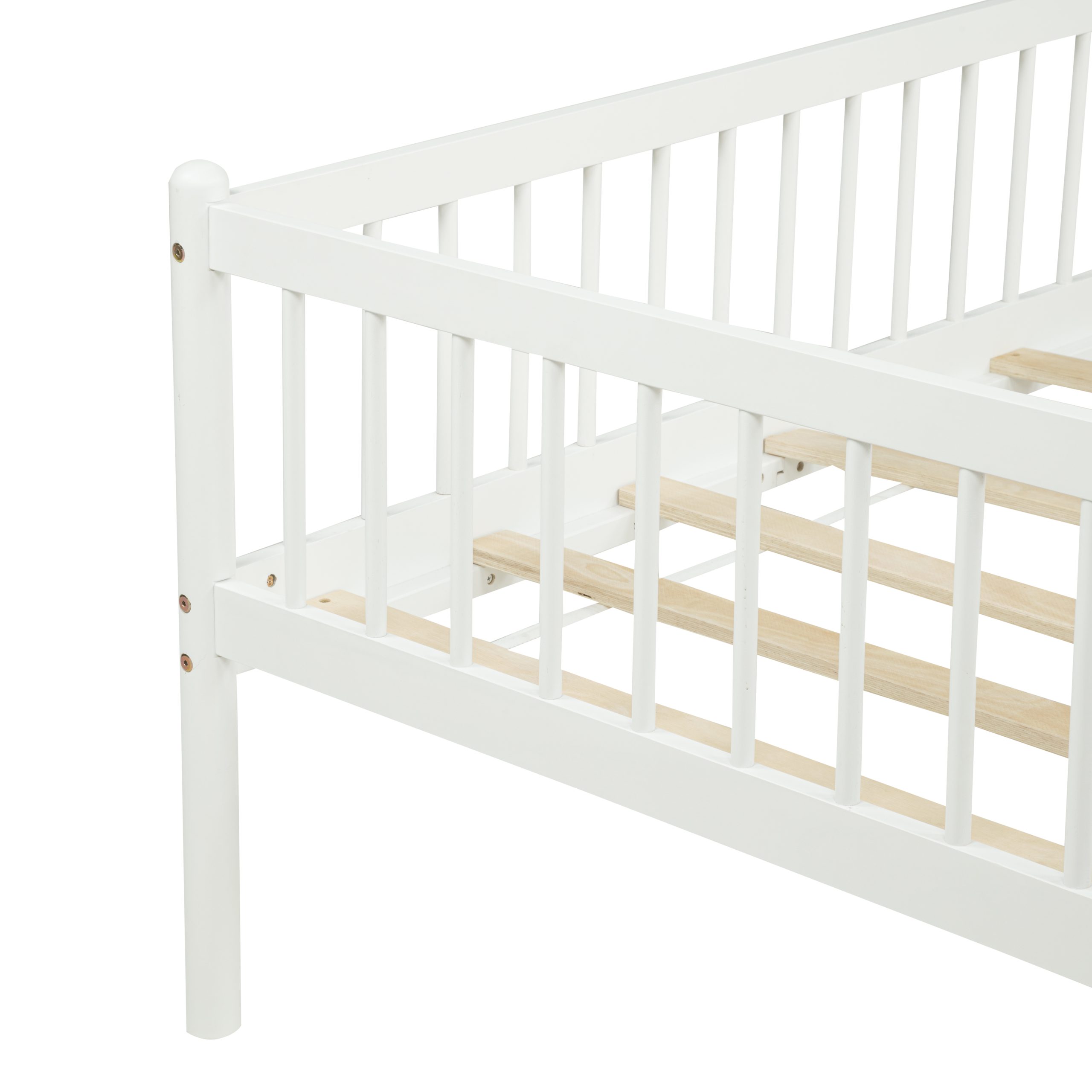 Twin Pine Wood Daybed With 3-Side Guardrails & 10 Support Slats