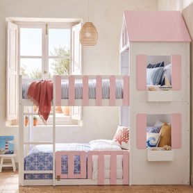 Modern Playful Design Twin Over Twin House Bunk Bed