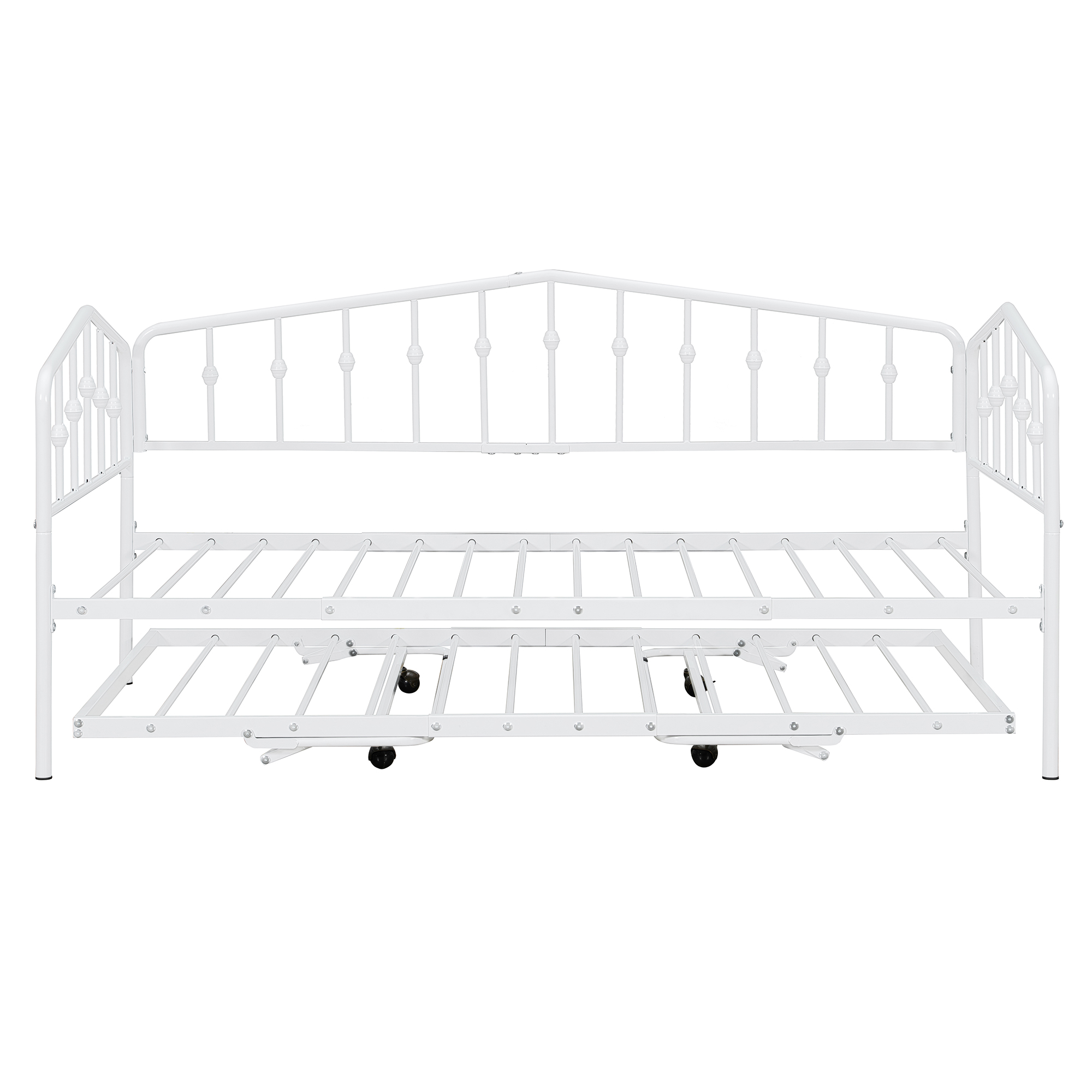 Twin Size Stylish Metal Daybed with Twin Size Adjustable Trundle