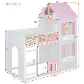 Modern Playful Design Twin Over Twin House Bunk Bed