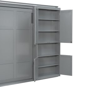 Queen-size Murphy Bed with Dual Sliding Storage Cabinets