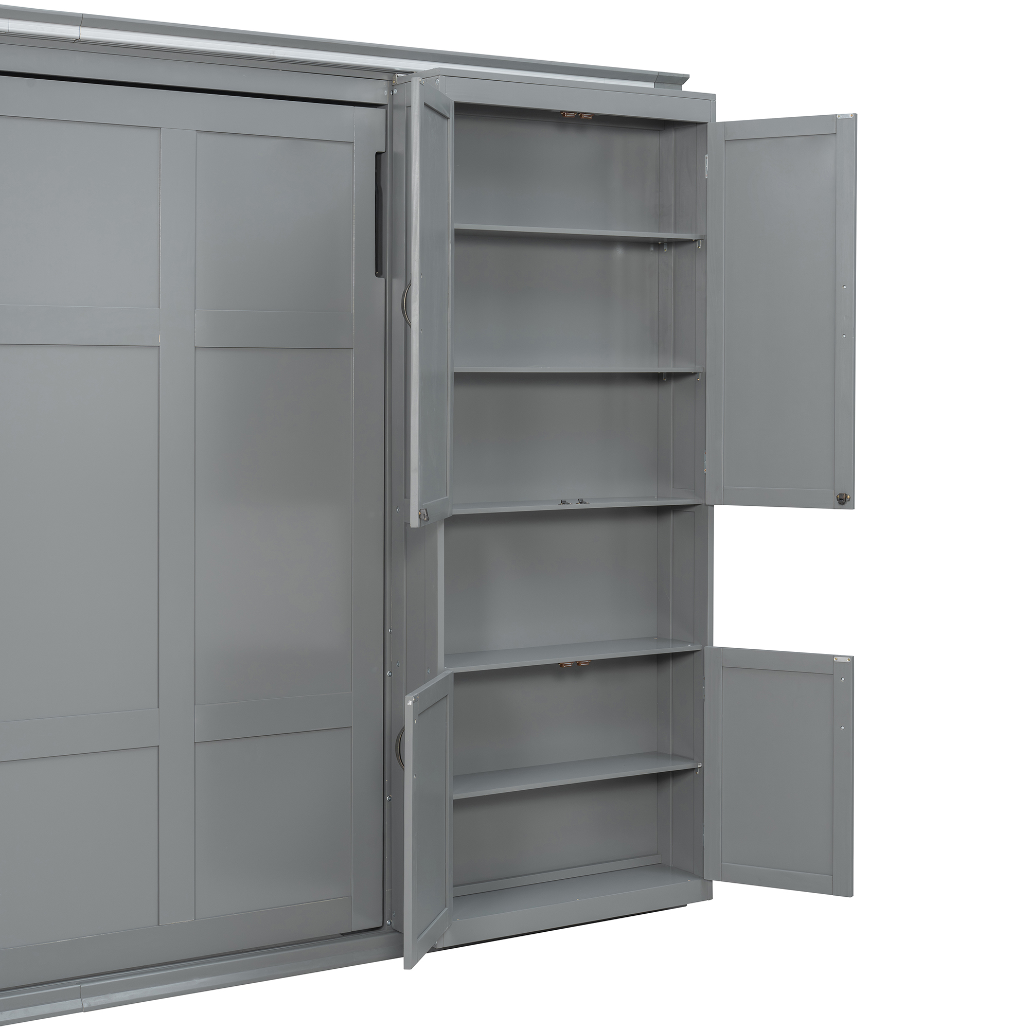 Queen-size Murphy Bed with Dual Sliding Storage Cabinets
