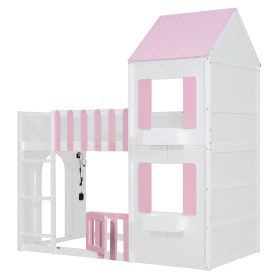 Modern Playful Design Twin Over Twin House Bunk Bed
