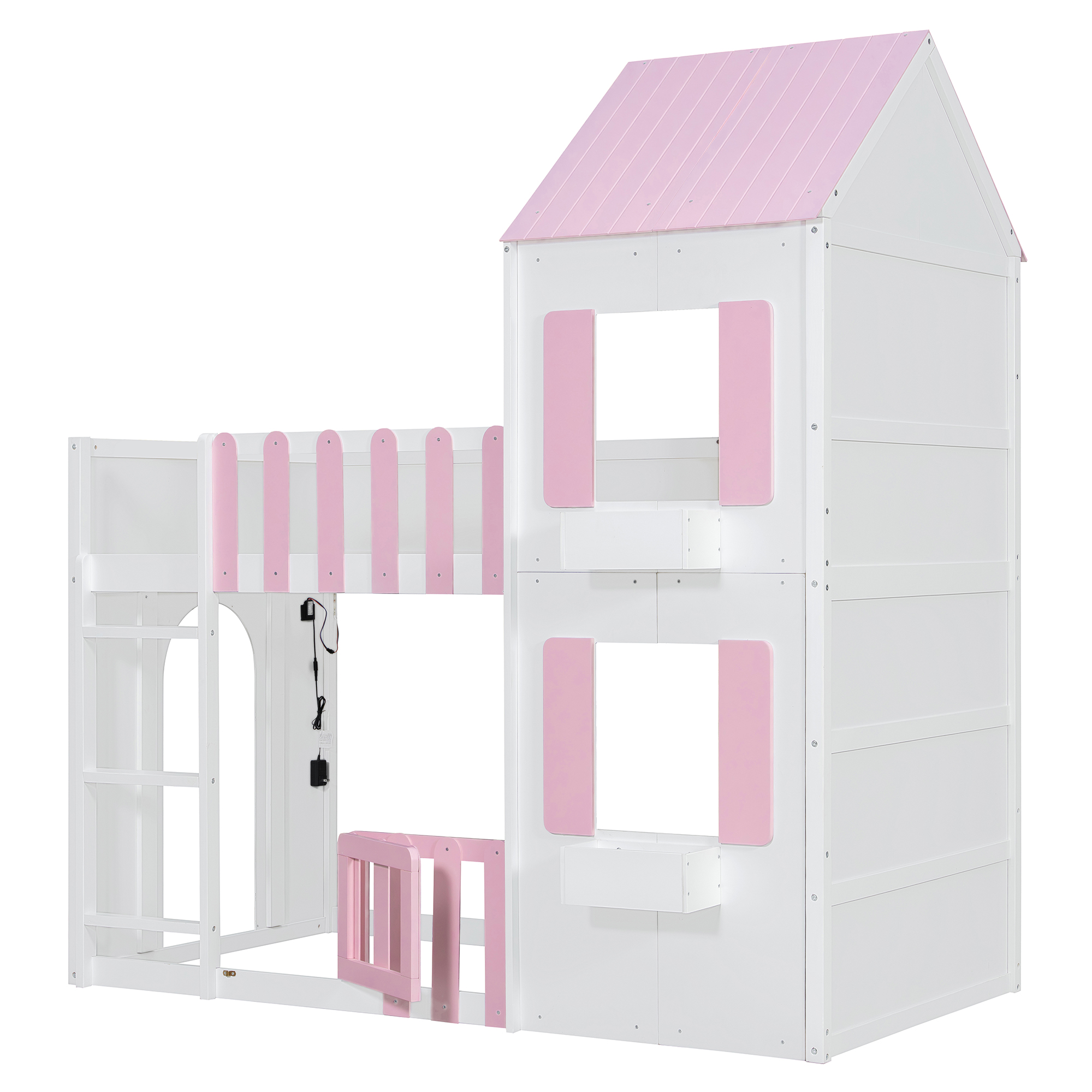 Modern Playful Design Twin Over Twin House Bunk Bed