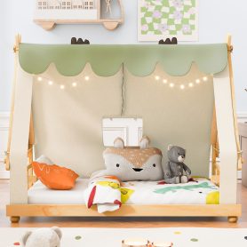 Twin Size House Bed with Tent and Light
