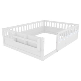 Full Montessori Floor Bed Frame with High Rails