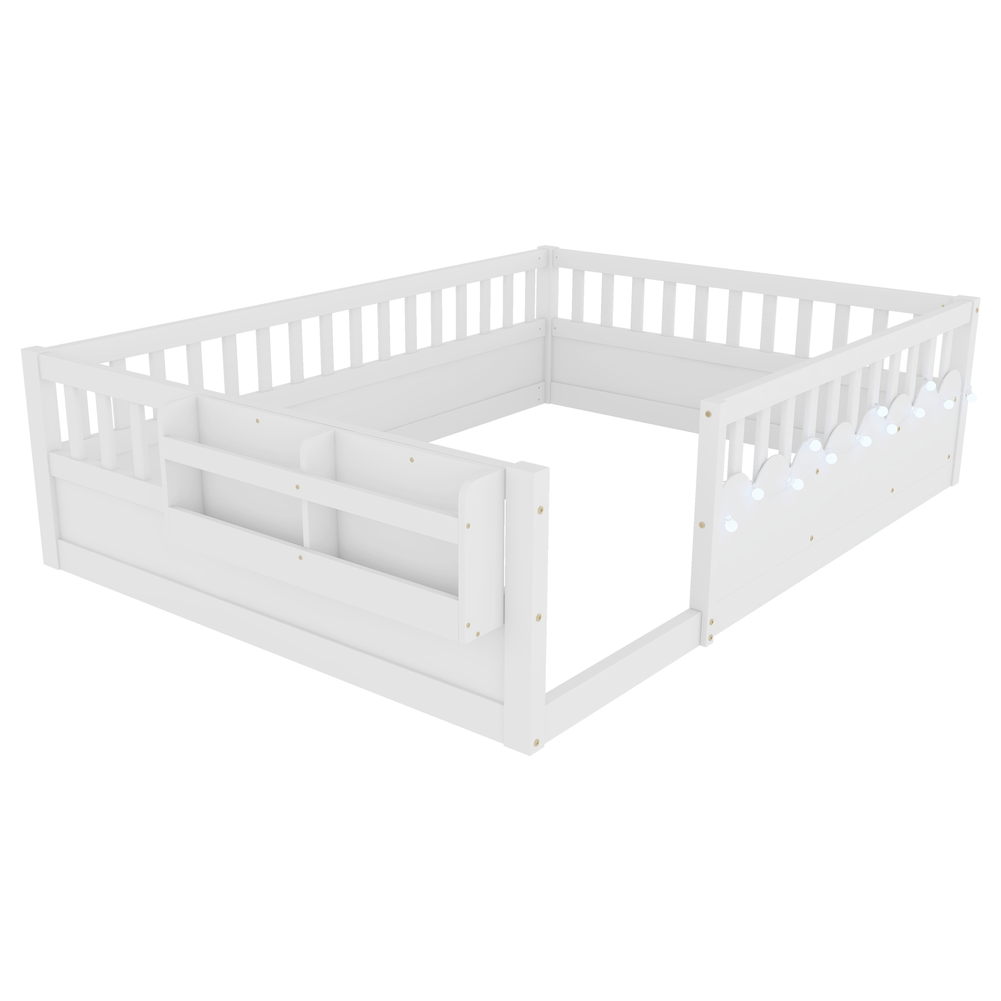 Full Montessori Floor Bed Frame with High Rails