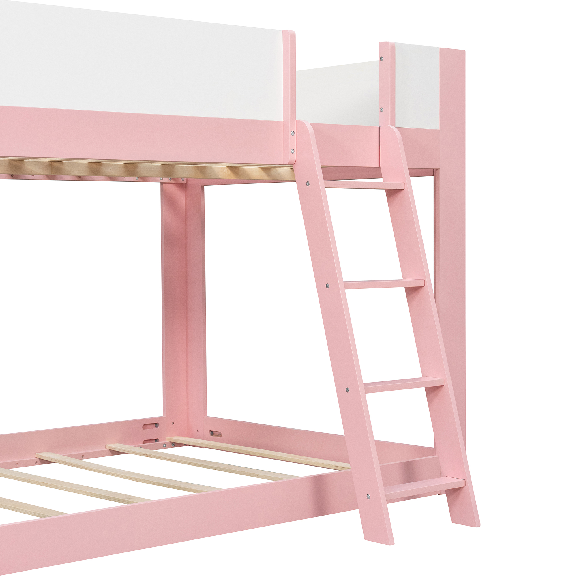 Full Size Low Convertible Bunk Bed With Reversible Ladder And Safety Guardrails