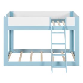 Twin Size Low Convertible Bunk Bed With Reversible Ladder And Safety Guardrails