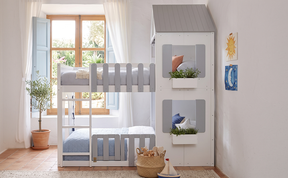 Modern Playful Design Full Over Full House Bunk Bed