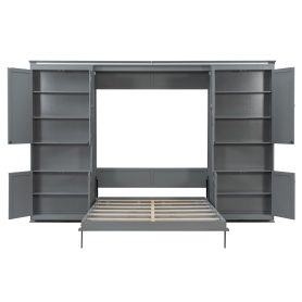 Queen-size Murphy Bed with Dual Sliding Storage Cabinets