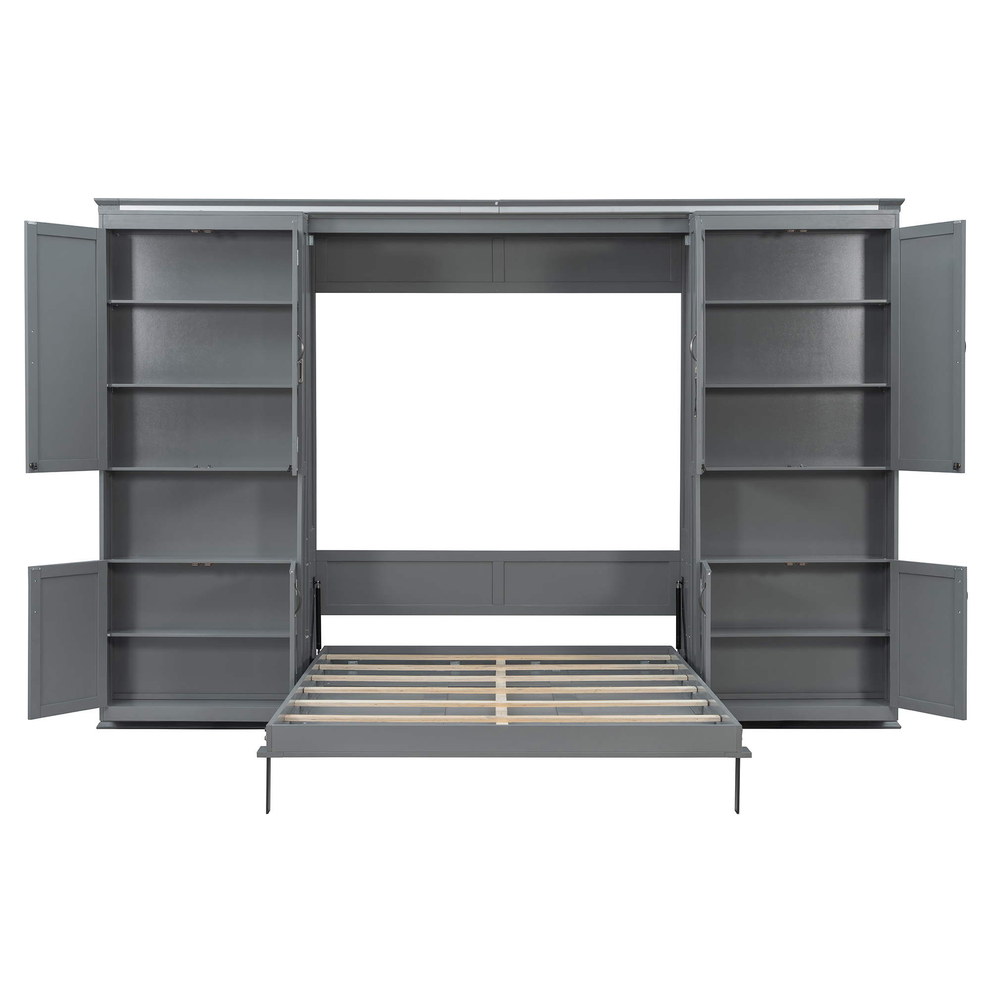 Queen-size Murphy Bed with Dual Sliding Storage Cabinets