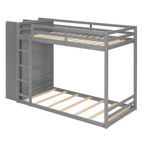 Twin Size Bunk Bed with Drawers, Shelves and Light