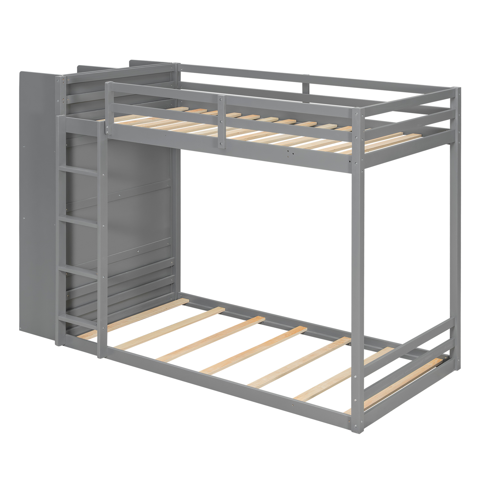 Twin Size Bunk Bed with Drawers, Shelves and Light